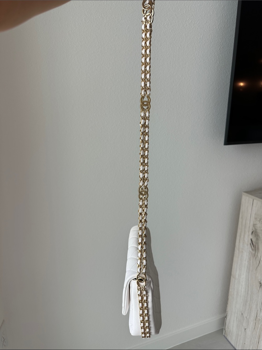 White Chanel Mini Gold Flap Bag - Picture 8 of 16